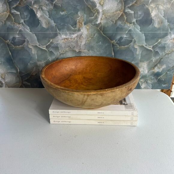 Antique Solid Wood Dough Bowl Smooth Finish 12” Primitive Rustic Cottage - Picture 1 of 8